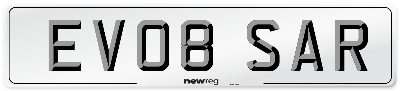EV08 SAR Number Plate from New Reg